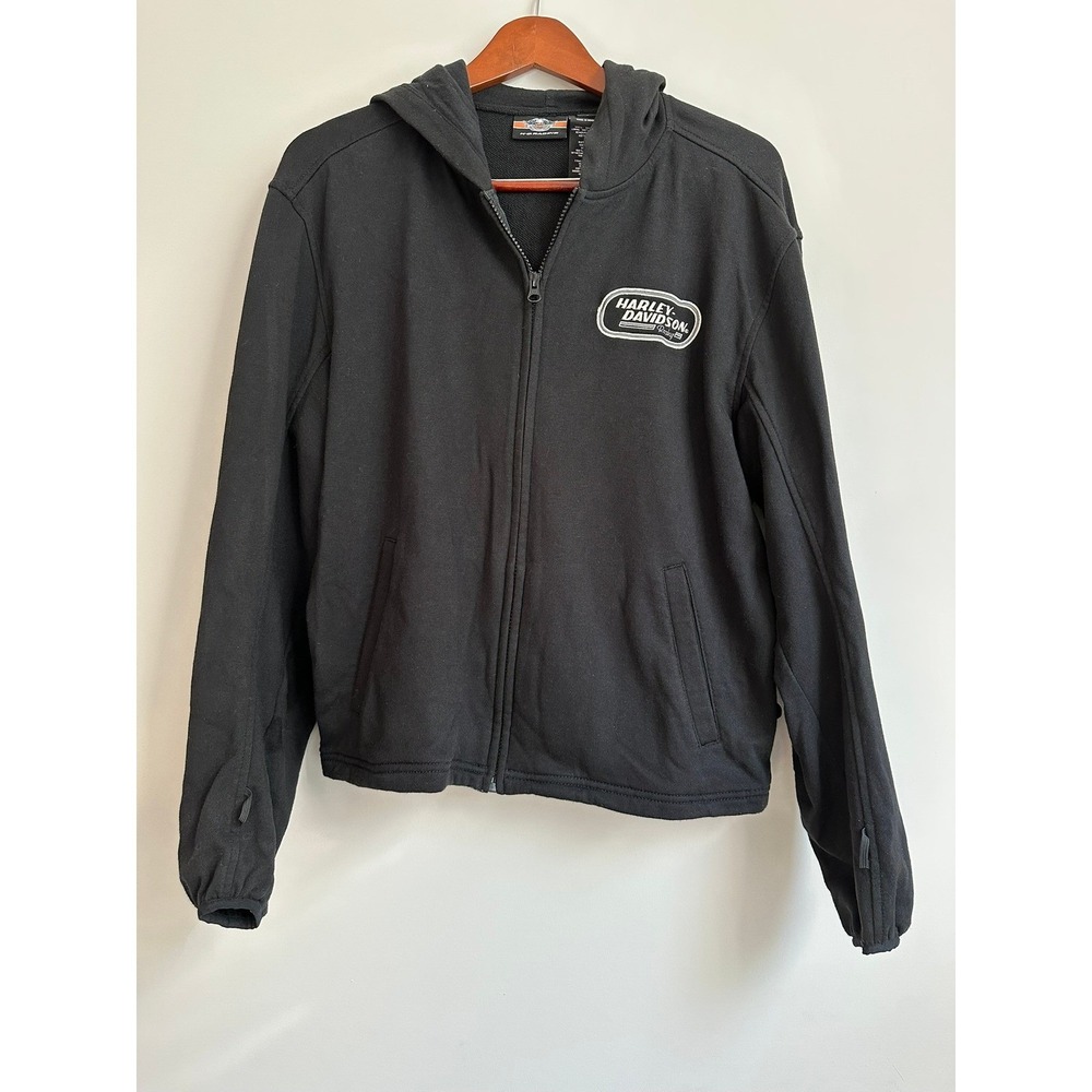 Harley-Davidson‎ Zip Up Hoodie Mens Large Black Racing Logo Sweatshirt